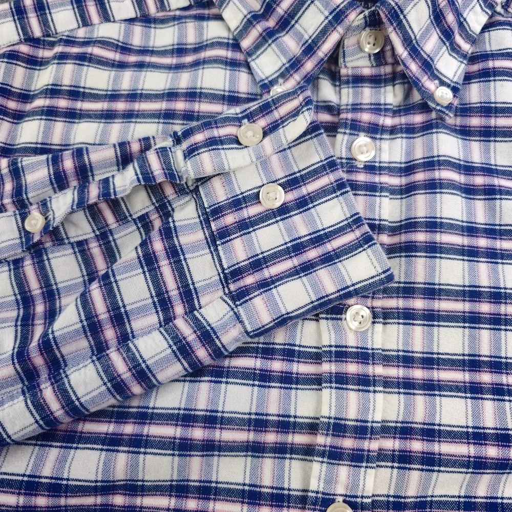 Charles‎ Tyrwhitt Shirt Mens Small Extra Slim Fit Blue Pink Plaid Long Sleeve